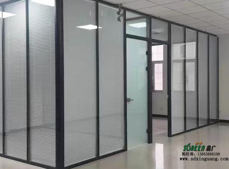 濰坊玻璃隔斷辦公室高隔斷墻雙層百葉玻璃隔斷墻高隔間墻